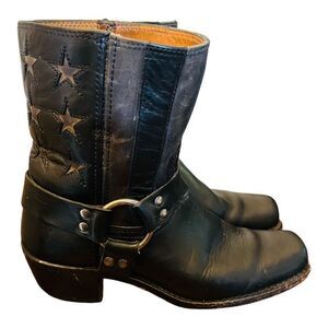 FRYE Flag Harness Americana Short 150th Anniversary Boots Black Size 7 1/2 USA